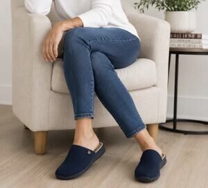 Fly Flot Italian Mesh Comfort Clogs Mules EU 40 US 9 Navy Blue Breathable